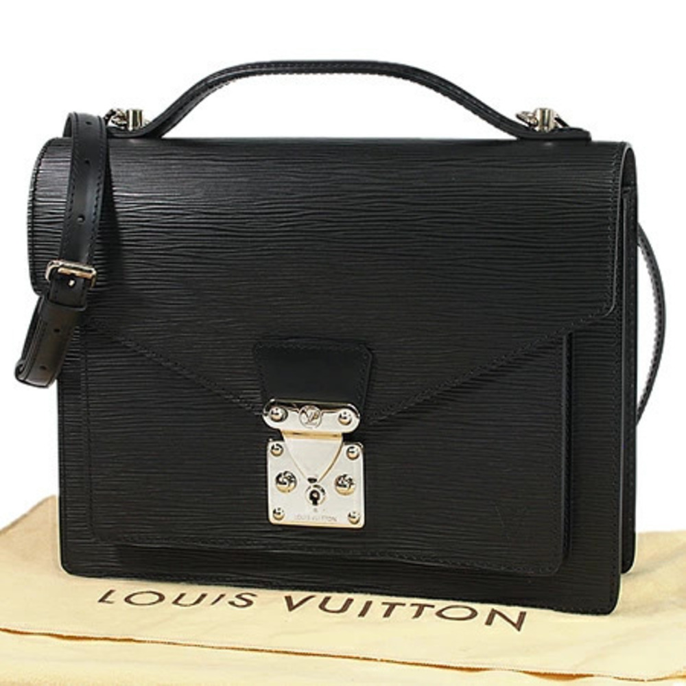 Louis Vuitton Epi Monceau Top Handle Bag Leather Black